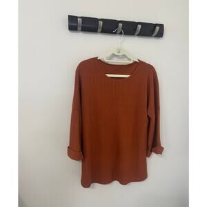 Burnt orange/rust color waffle weave women's top, oversized for comfort, LARGE